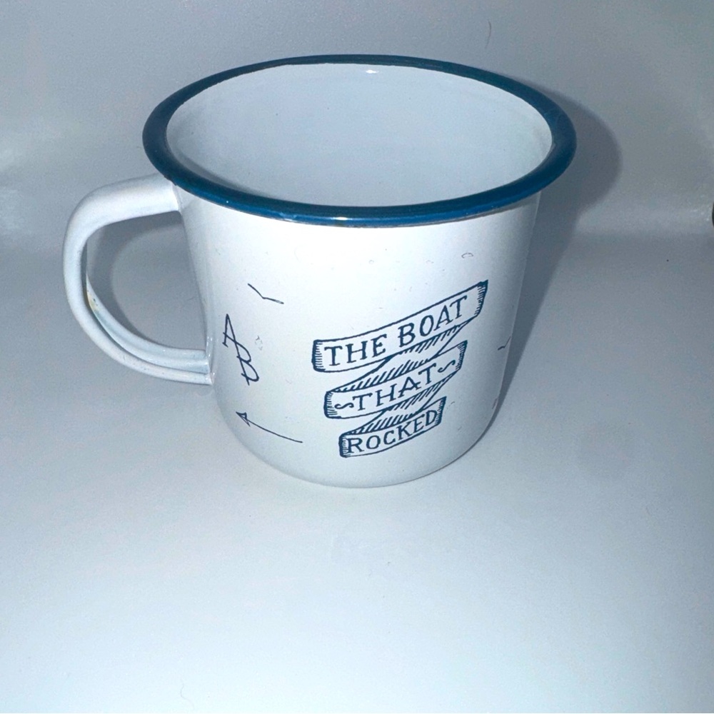 Scotch Soda Amsterdams Blauw White & Blue Design Sketch Enamel Metal Mug Boat